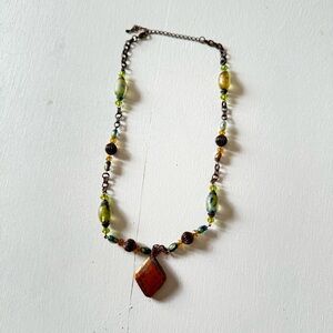 Handmade Vintage Beaded Copper Necklace
